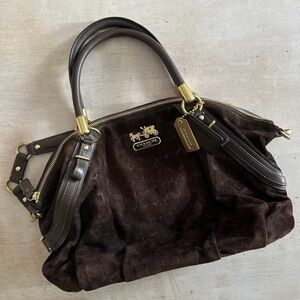 Coach Dark Brown Suede Satchel